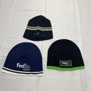 3 FedEx Ground Logo Winter Beanies Skull Caps lot! Very warm!